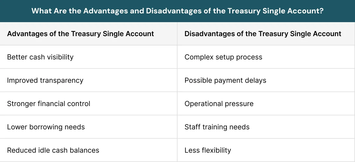 What Are the Advantages and Disadvantages of the Treasury Single Account